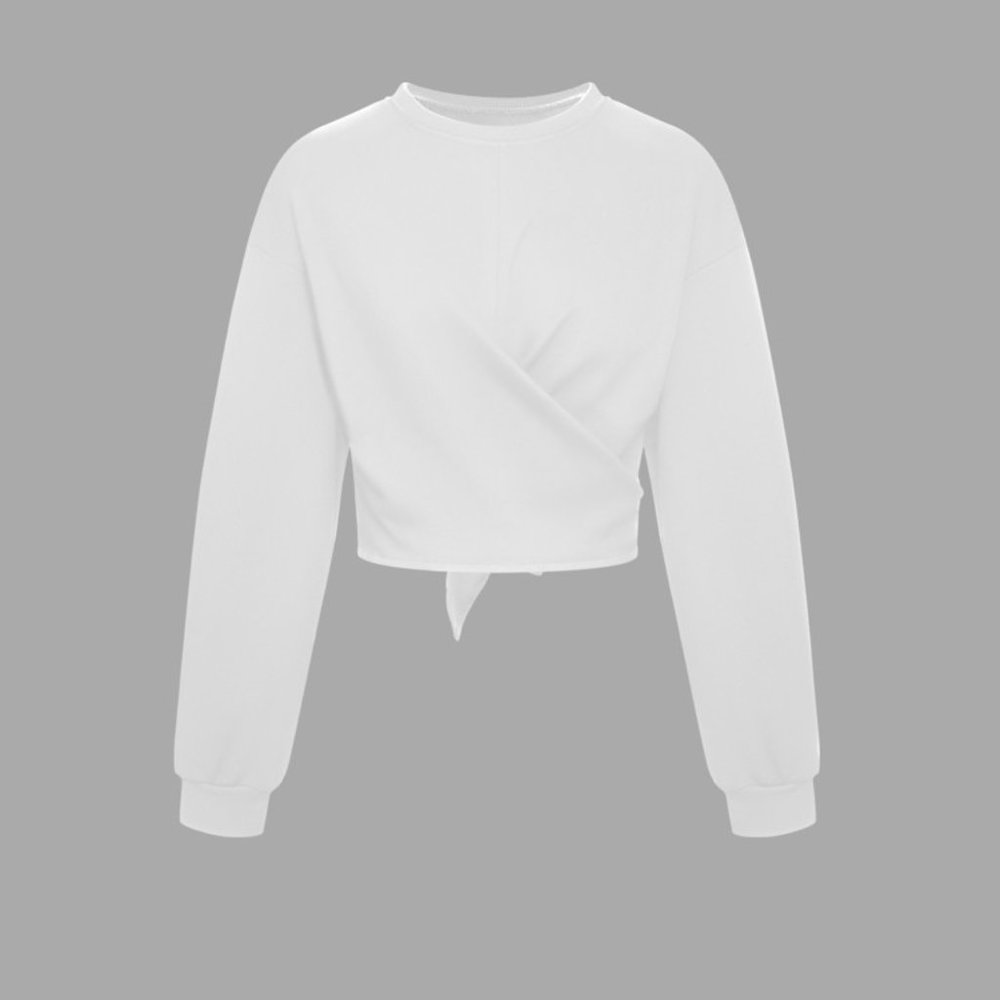 Halara Dropped Shoulder Tie Back Cropped Casual Sports Sweatshirt - Picture 2 of 4